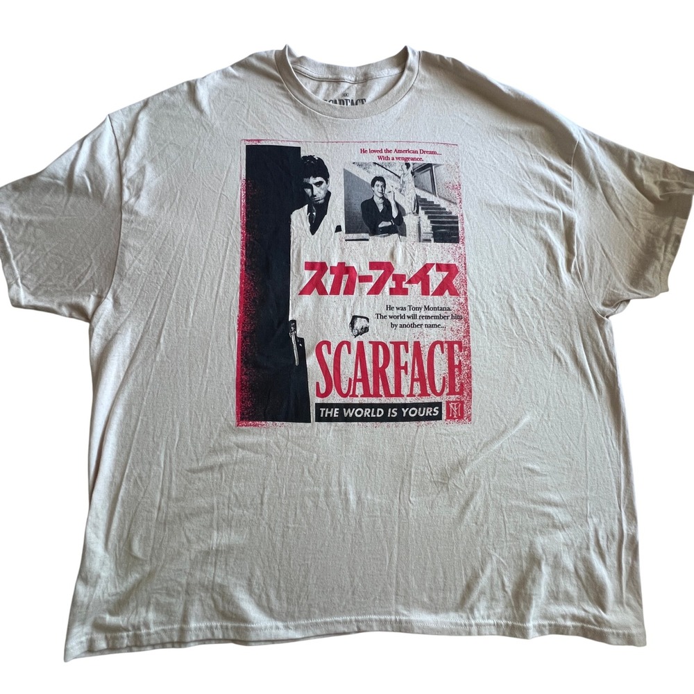 Scarface Movie Poster‎ Graphic Print Crew Neck T Shirt 4X Grunge Casual Classic